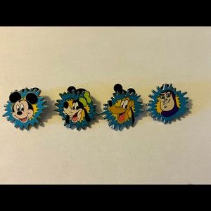 Blue Starburst Booster Disney Pin 4 PIECE  SET